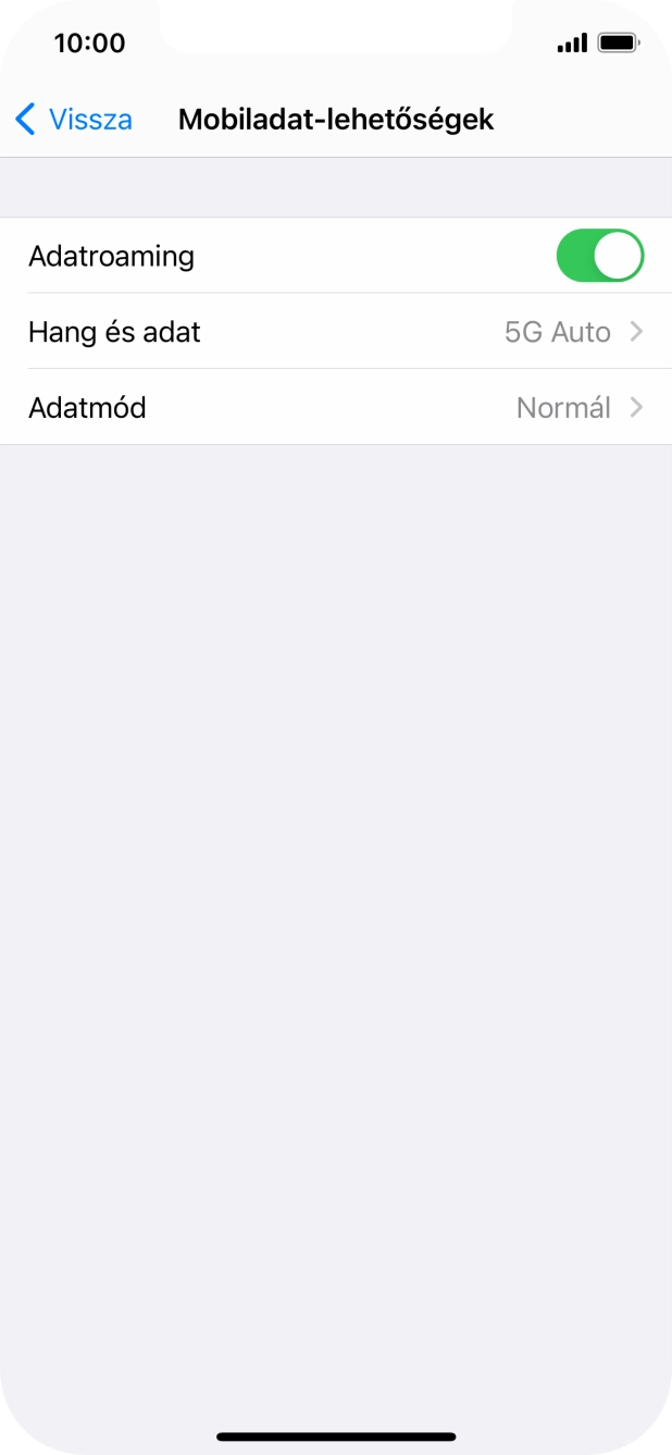 Kattints az „Adatroaming” melletti csúszkára a funkció be- vagy kikapcsolásához.