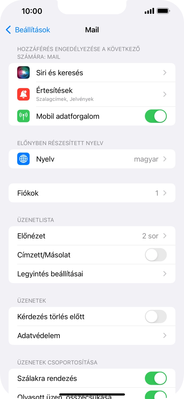 Válaszd a Fiókok lehetőséget.