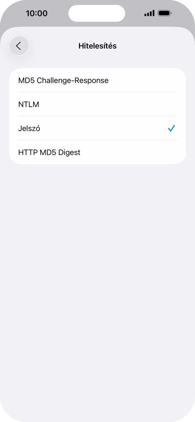Válaszd a Jelszó lehetőséget.