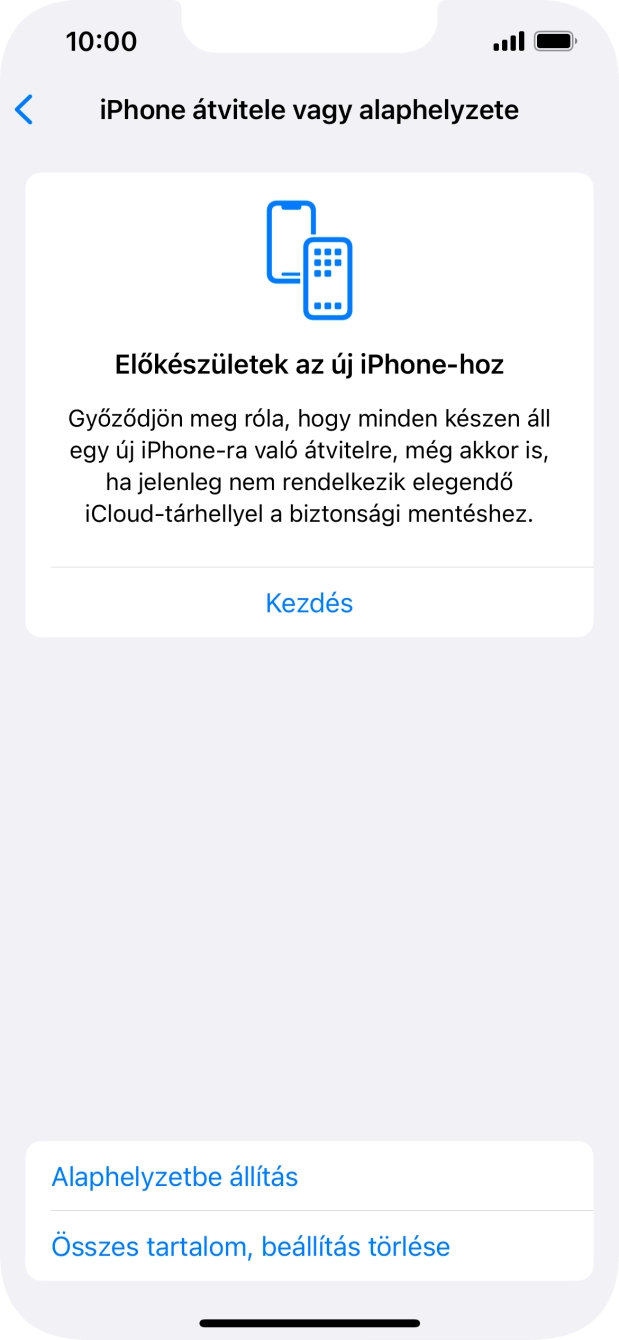 Válaszd az Alaphelyzetbe állítás lehetőséget.