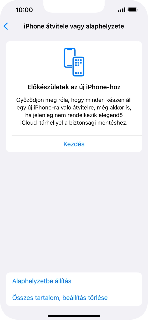 Válaszd az Alaphelyzetbe állítás lehetőséget.