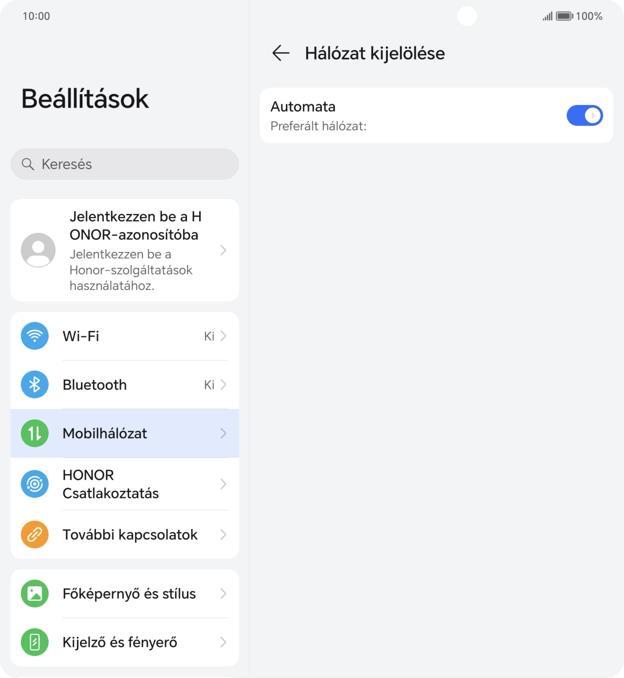 Kattints az „Automata” melletti csúszkára a funkció kikapcsolásához.