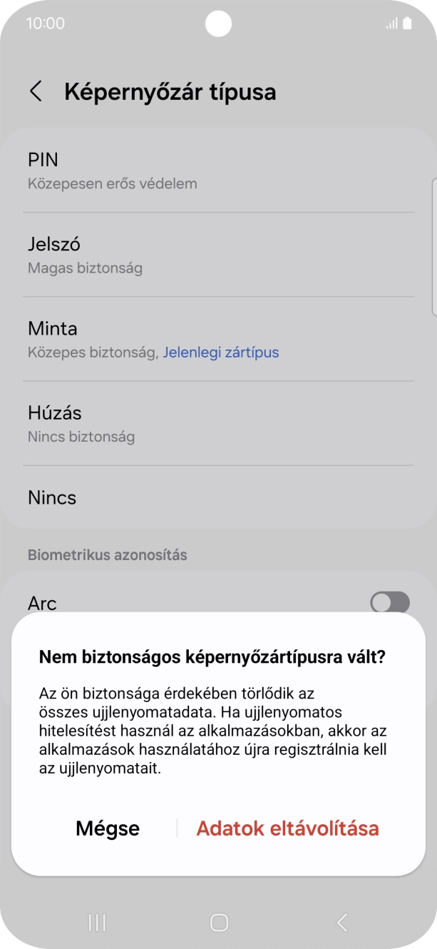 Válaszd az Adatok eltávolítása lehetőséget.