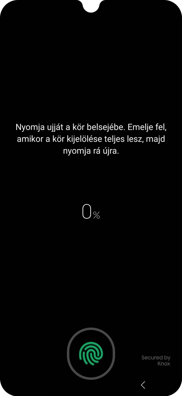 Kövesd a kijelzőn megjelenő utasításokat képernyőzár létrehozásához ujjlenyomattal. Kövesd a kijelzőn megjelenő utasításokat képernyőzár létrehozásához ujjlenyomattal.