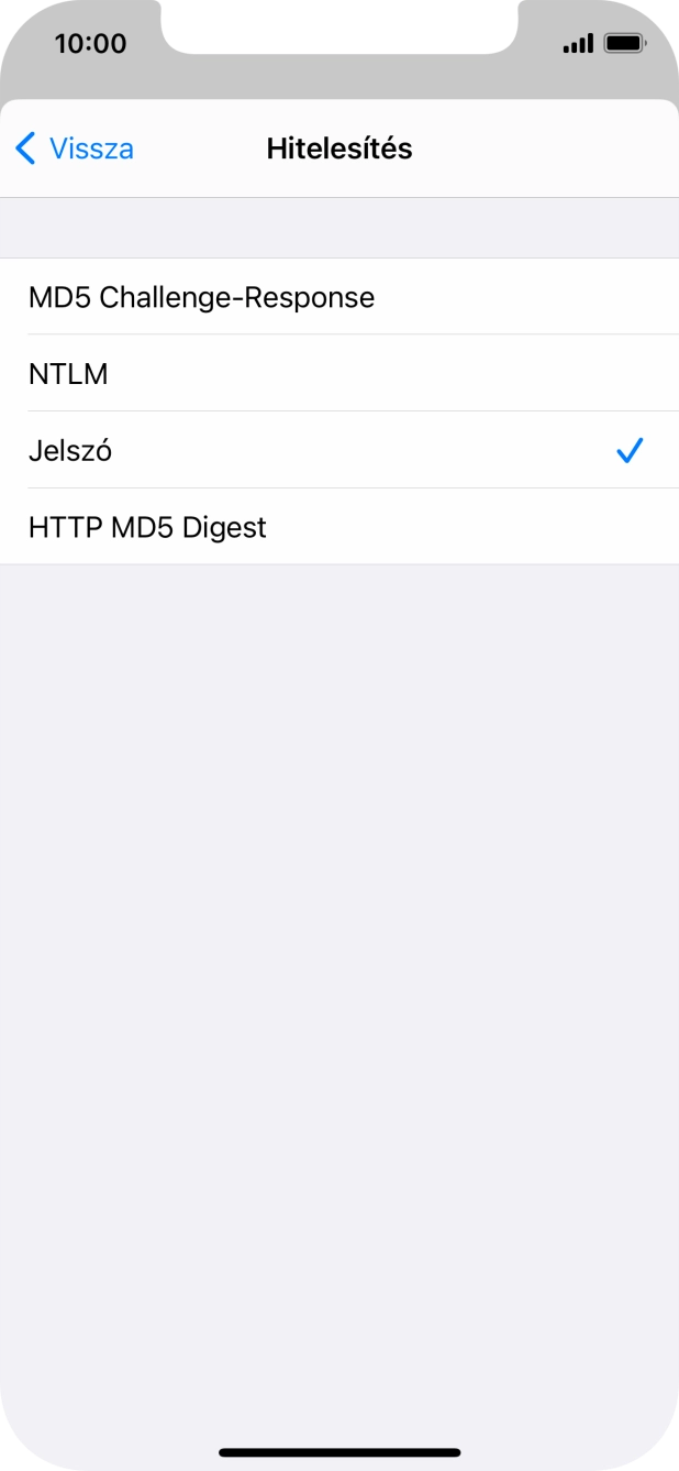Válaszd a Jelszó lehetőséget.
