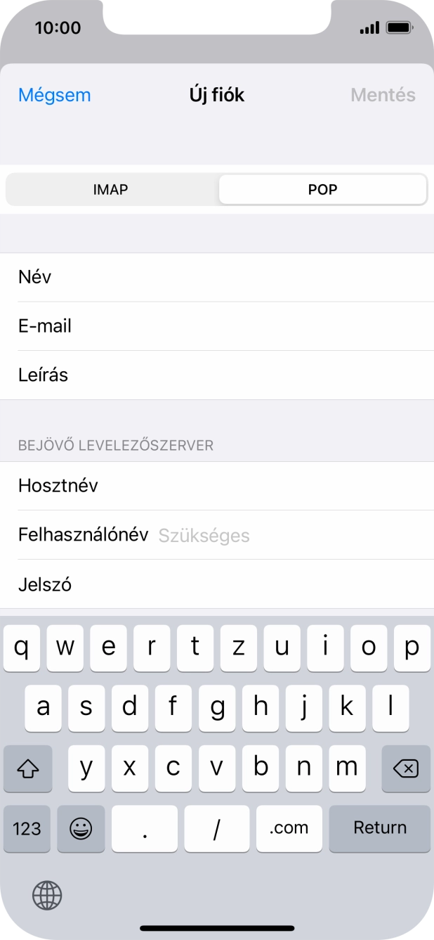 Kattints a Felhasználónév mezőre, és írd be az e-mail-fiókodhoz tartozó felhasználónevet.
