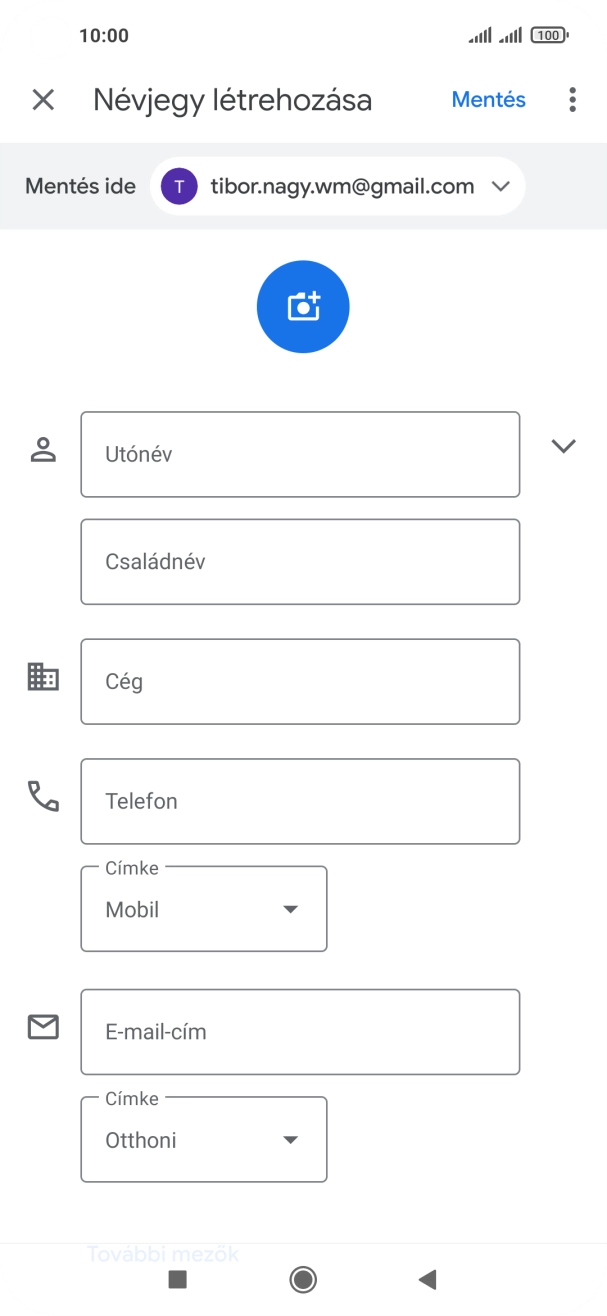 Kattints az Utónév mezőre, és írd be a kívánt utónevet.