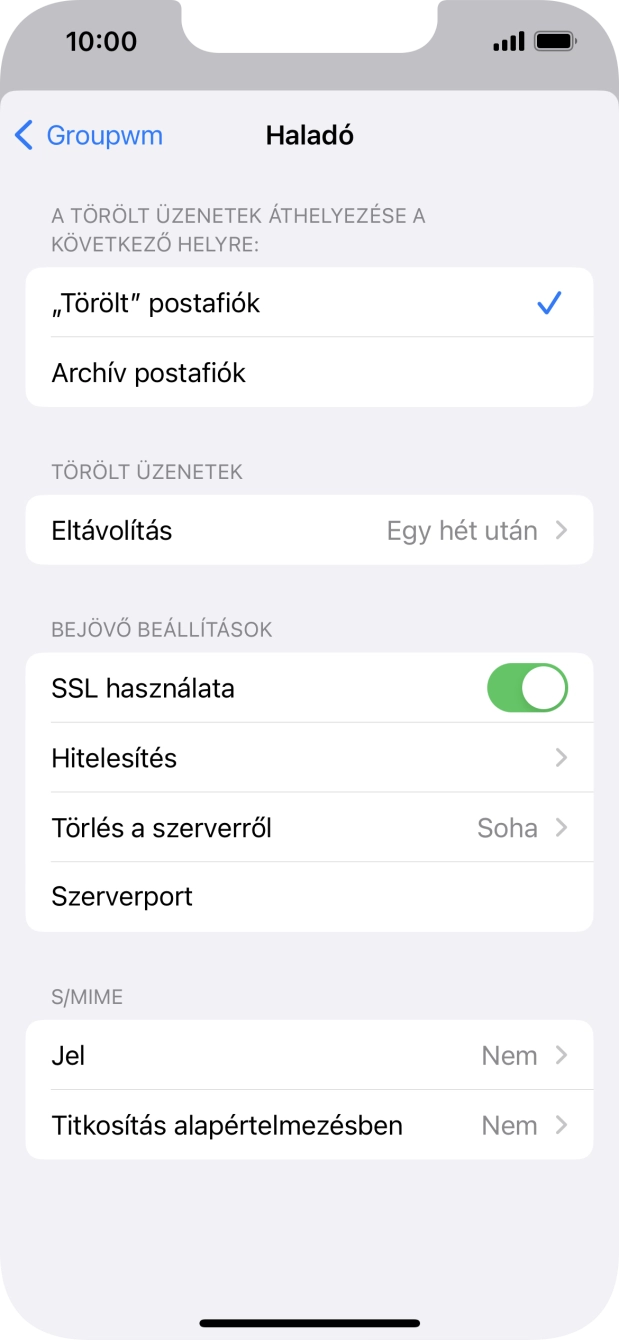 Kattints az „SSL használata” melletti csúszkára a funkció kikapcsolásához.