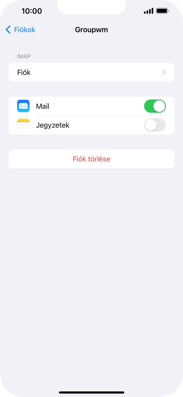 Válaszd a Fiók lehetőséget.