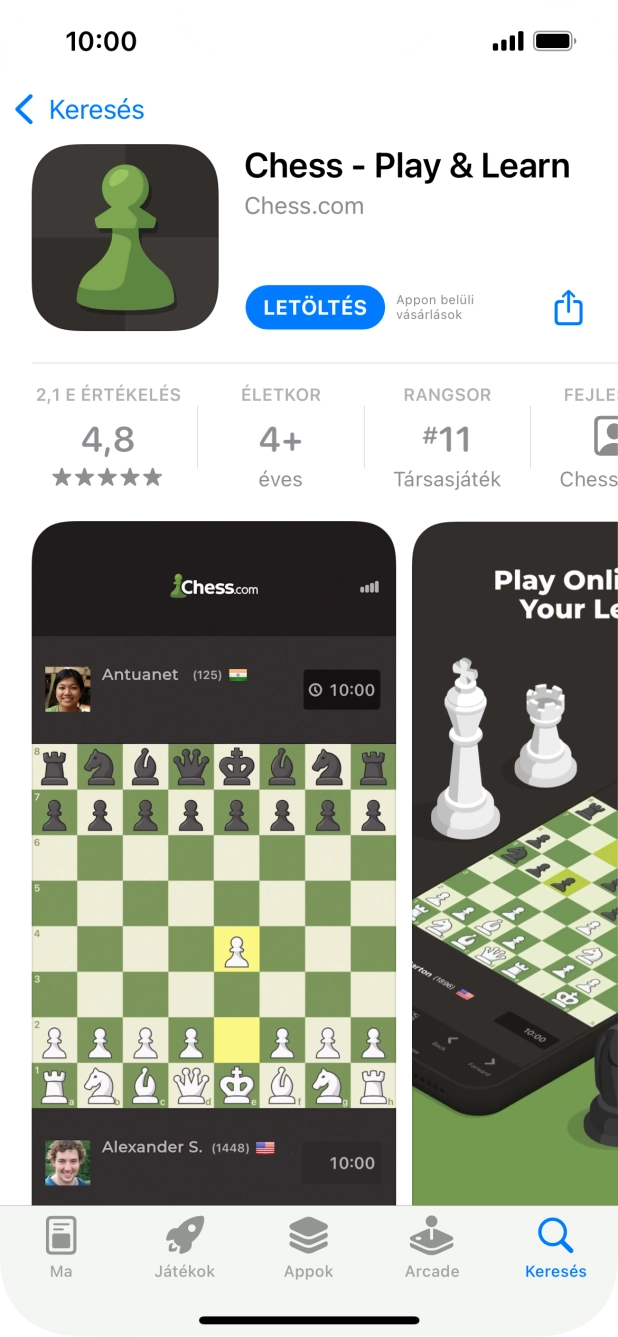 Válaszd a LETÖLTÉS lehetőséget, és kövesd a képernyőn megjelenő utasításokat az alkalmazás telepítéséhez. Válaszd a LETÖLTÉS lehetőséget, és kövesd a képernyőn megjelenő utasításokat az alkalmazás telepítéséhez.