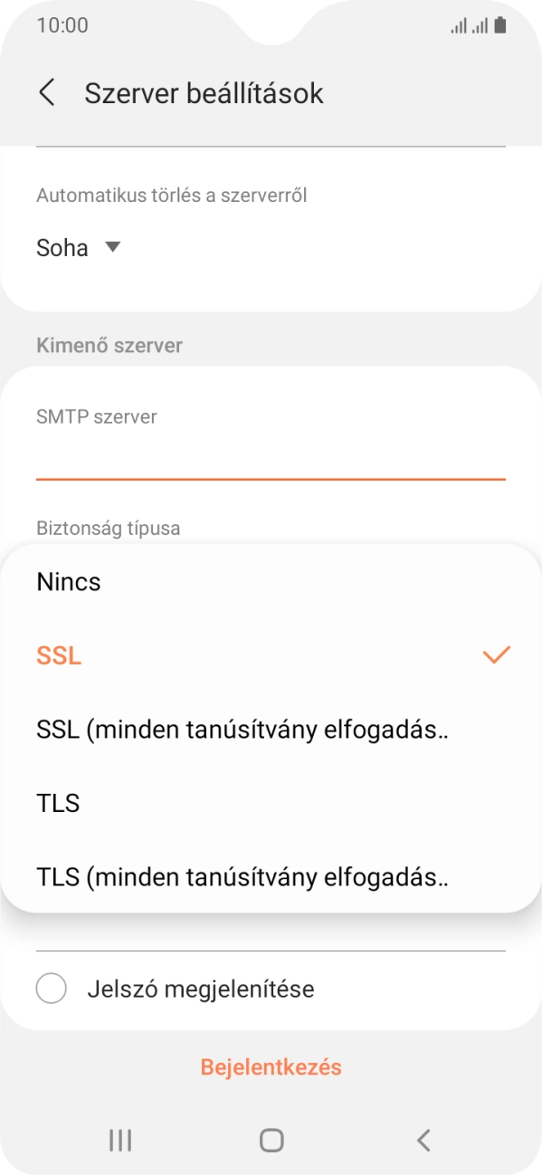 Válaszd a Nincs lehetőséget.