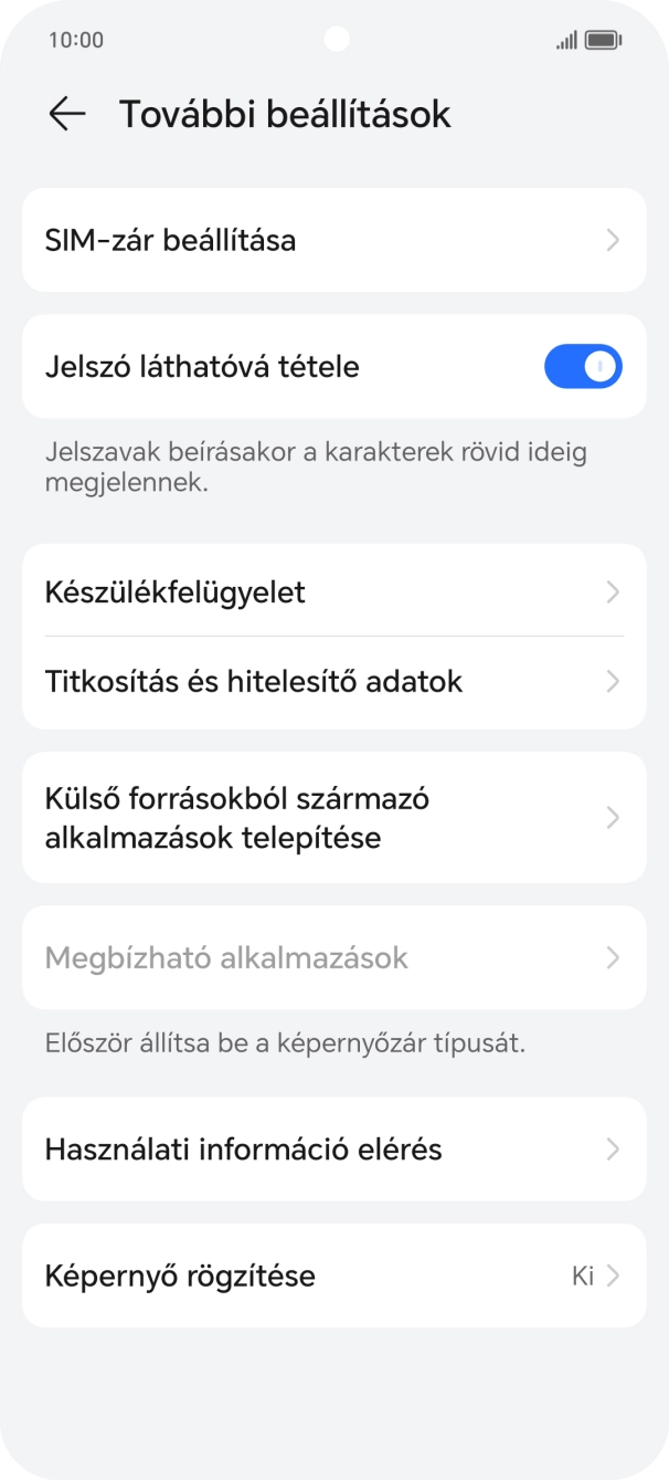 Válaszd a SIM-zár beállítása lehetőséget. Válaszd a SIM-zár beállítása lehetőséget.
