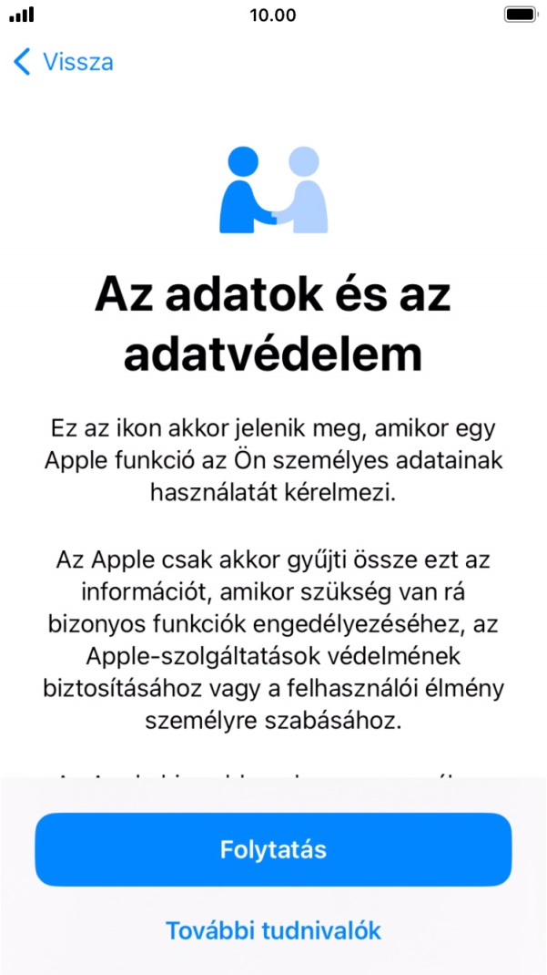 Válaszd a Folytatás lehetőséget.