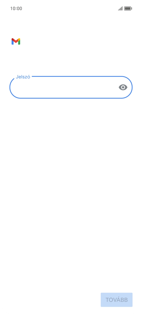 Kattints a „Jelszó” alatti mezőre, és írd be az e-mail-fiókodhoz tartozó jelszót.