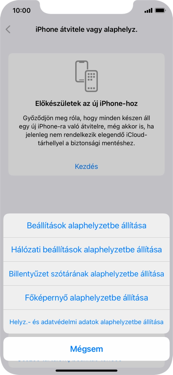 Válaszd a Beállítások alaphelyzetbe állítása lehetőséget. Válaszd a Beállítások alaphelyzetbe állítása lehetőséget.