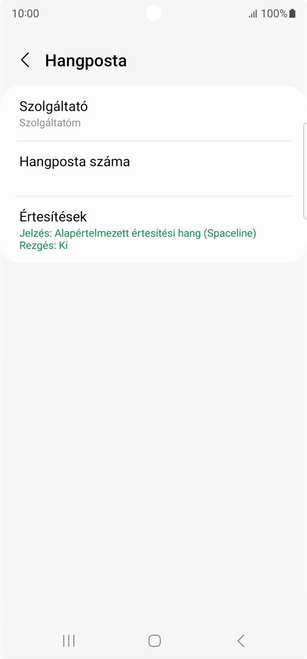 Válaszd a Hangposta száma lehetőséget.