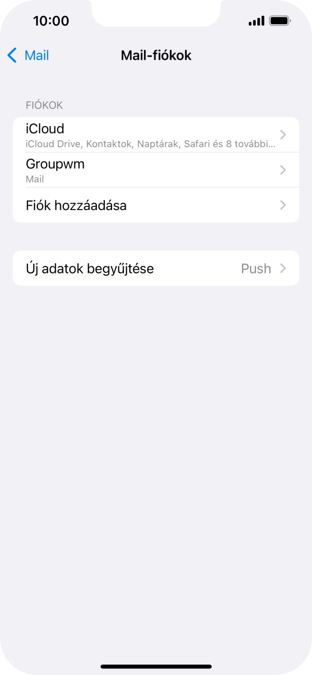 Kattints az imént létrehozott e-mail-fiók nevére.