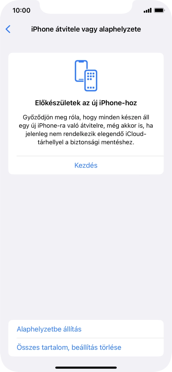 Válaszd az Alaphelyzetbe állítás lehetőséget.