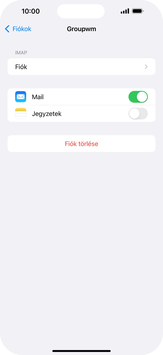 Válaszd a Fiók lehetőséget.