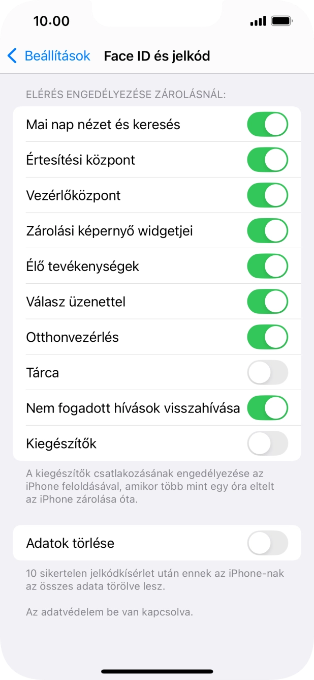 Kattints az „Adatok törlése” melletti csúszkára a funkció be- vagy kikapcsolásához. Kattints az „Adatok törlése” melletti csúszkára a funkció be- vagy kikapcsolásához.
