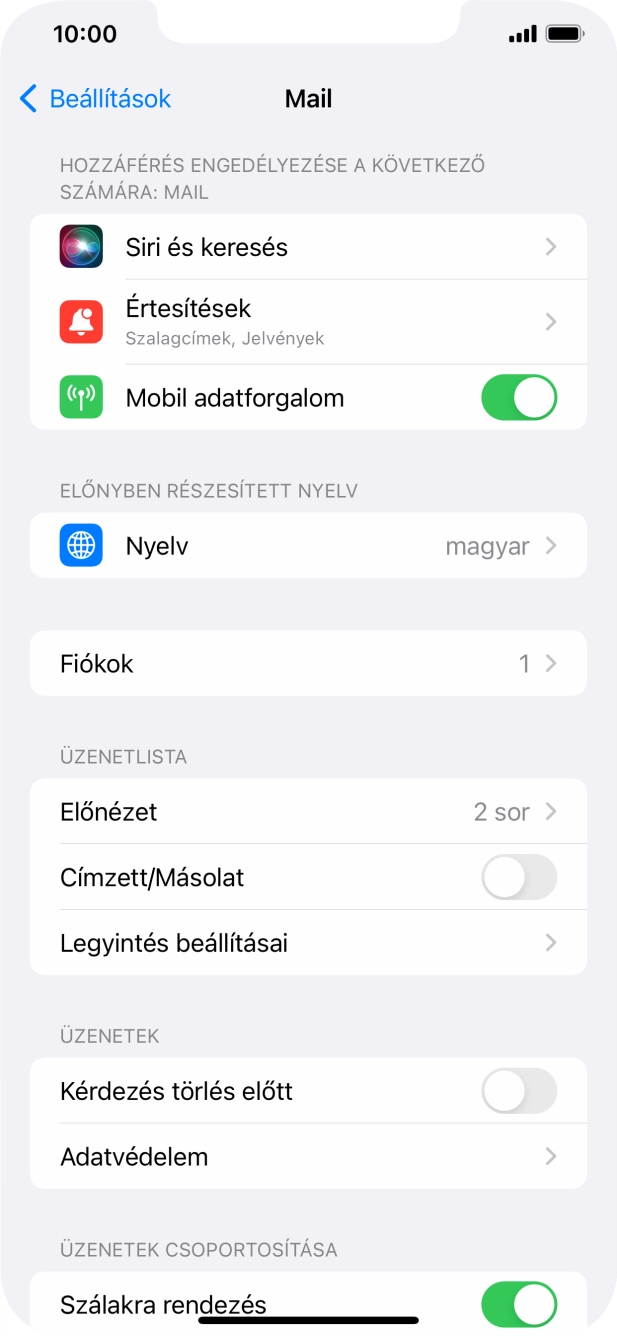 Válaszd a Fiókok lehetőséget.