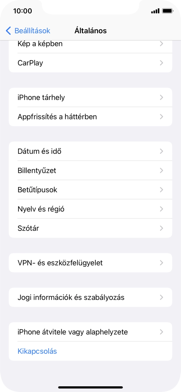Válaszd az „iPhone átvitele vagy alaphelyzete” lehetőséget. Válaszd az „iPhone átvitele vagy alaphelyzete” lehetőséget.