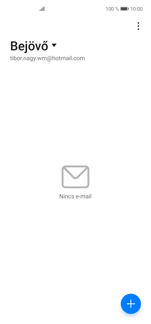 Amennyiben a kijelzőn ez a képernyőkép látható, az e-mail-fiókodat felismerte a rendszer, és automatikusan beállította. Kövesd a képernyőn megjelenő utasításokat  további adatok csatolásához, és fejezd be az új fiók létrehozását.