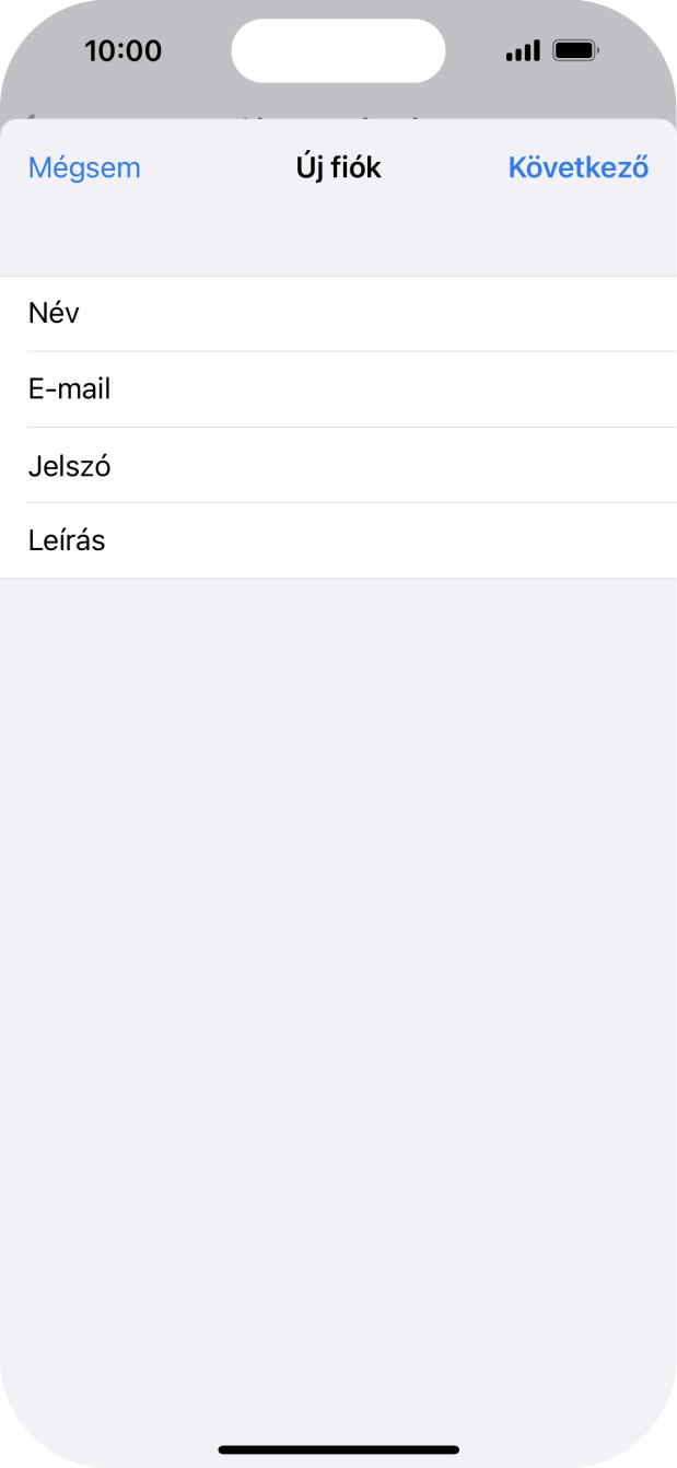 Kattints a Leírás mezőre, és írd be az e-mail-fiók kívánt nevét.