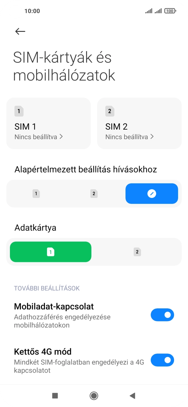 Kattints a kívánt SIM-kártyára. Kattints a kívánt SIM-kártyára.