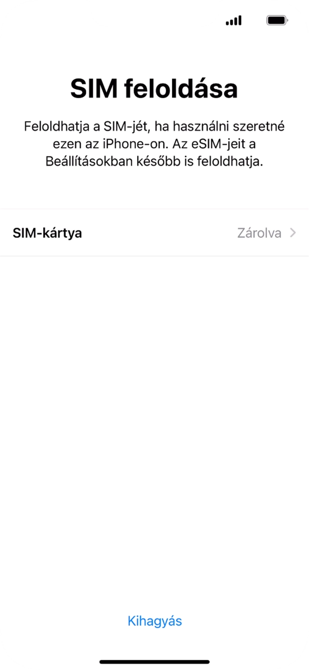 Válaszd a SIM-kártya lehetőséget. Válaszd a SIM-kártya lehetőséget.