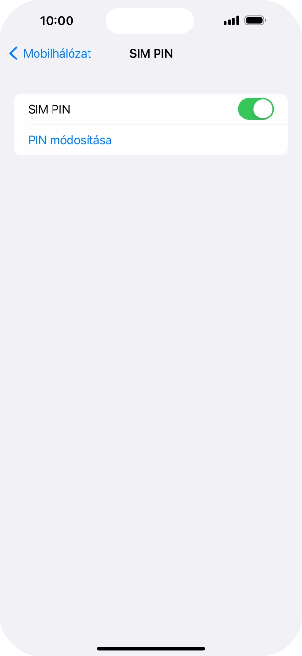 Kattints a „SIM PIN” melletti csúszkára a funkció be- vagy kikapcsolásához. Kattints a „SIM PIN” melletti csúszkára a funkció be- vagy kikapcsolásához.