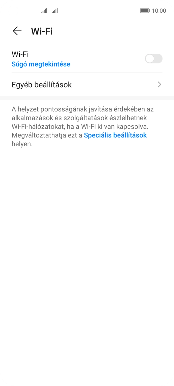 Kattints a „Wi-Fi” melletti csúszkára a funkció bekapcsolásához.