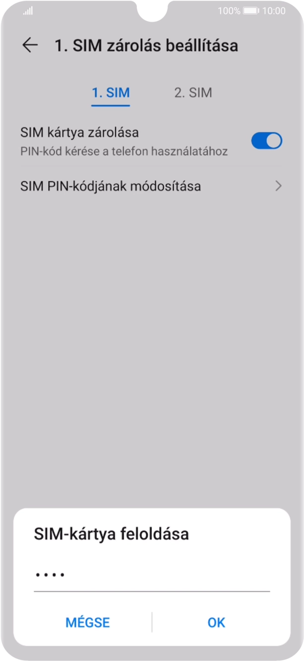 Írd be a PIN-kódot, és válaszd az OK lehetőséget.