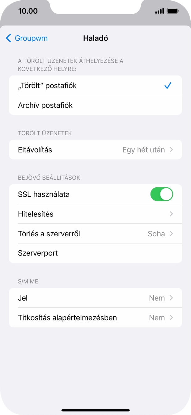 Kattints az „SSL használata” melletti csúszkára a funkció kikapcsolásához.
