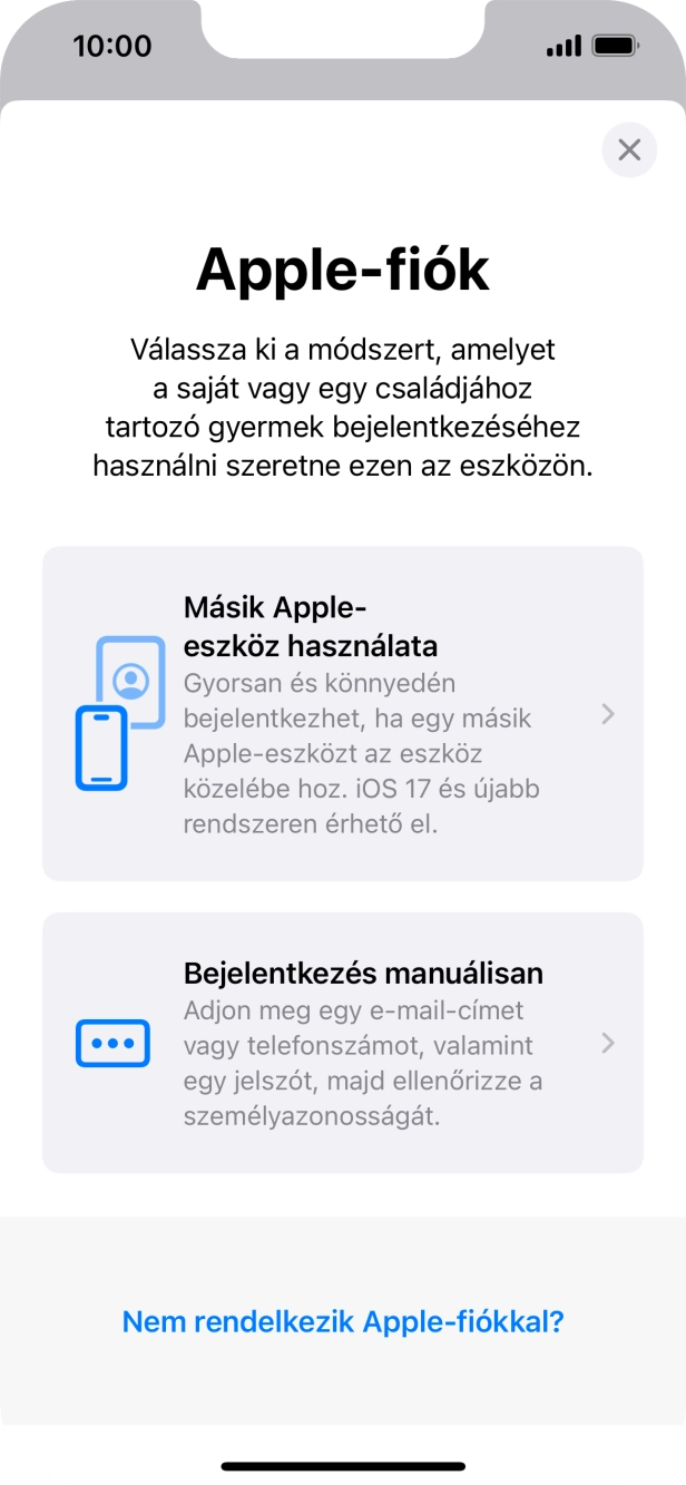 Válaszd a Bejelentkezés manuálisan lehetőséget. Válaszd a Bejelentkezés manuálisan lehetőséget.