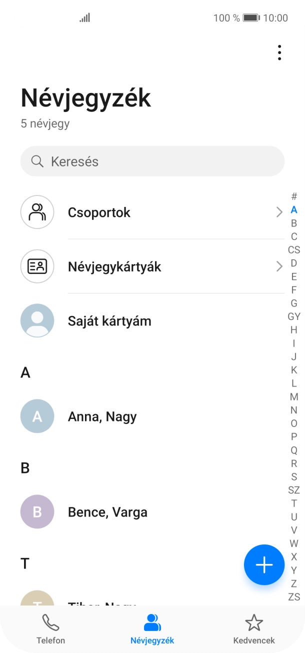 Kattints az új kontaktok ikonra.