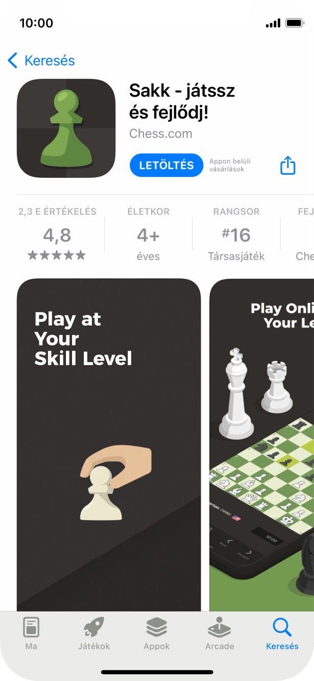 Válaszd a LETÖLTÉS lehetőséget, és kövesd a képernyőn megjelenő utasításokat az alkalmazás telepítéséhez.