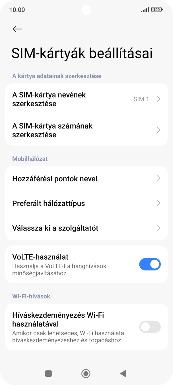 Válaszd a Hozzáférési pontok nevei lehetőséget.