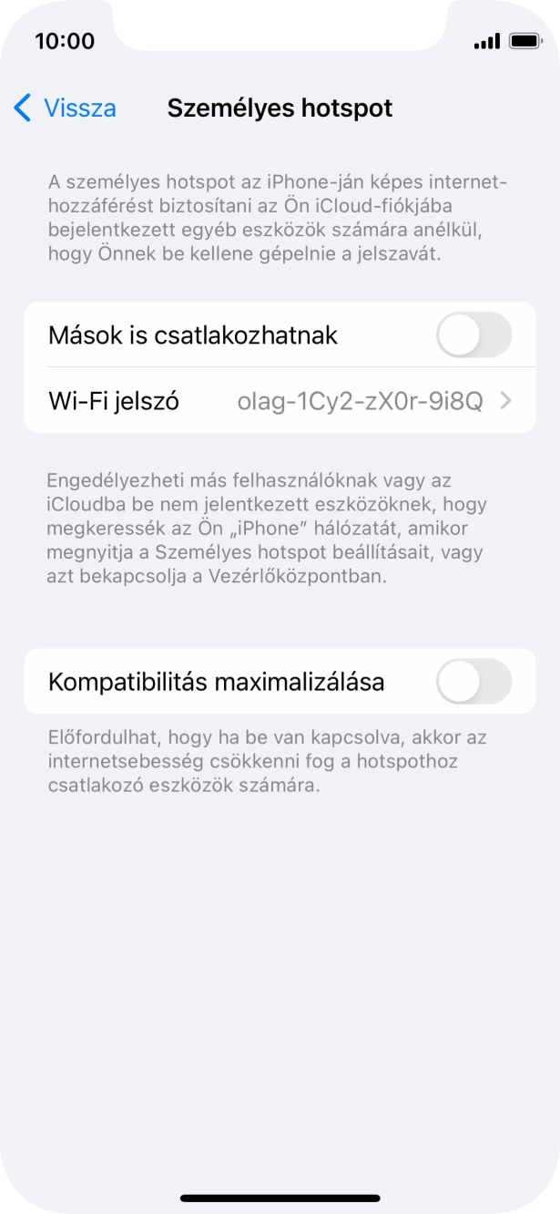 Kattints a Wi-Fi jelszó mezőre, és írd be a kívánt jelszót.