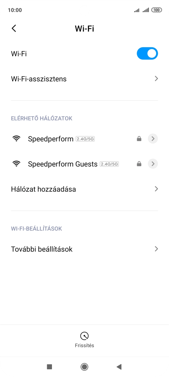 Válaszd ki a kívánt Wi-Fi hálózatot. Válaszd ki a kívánt Wi-Fi hálózatot.