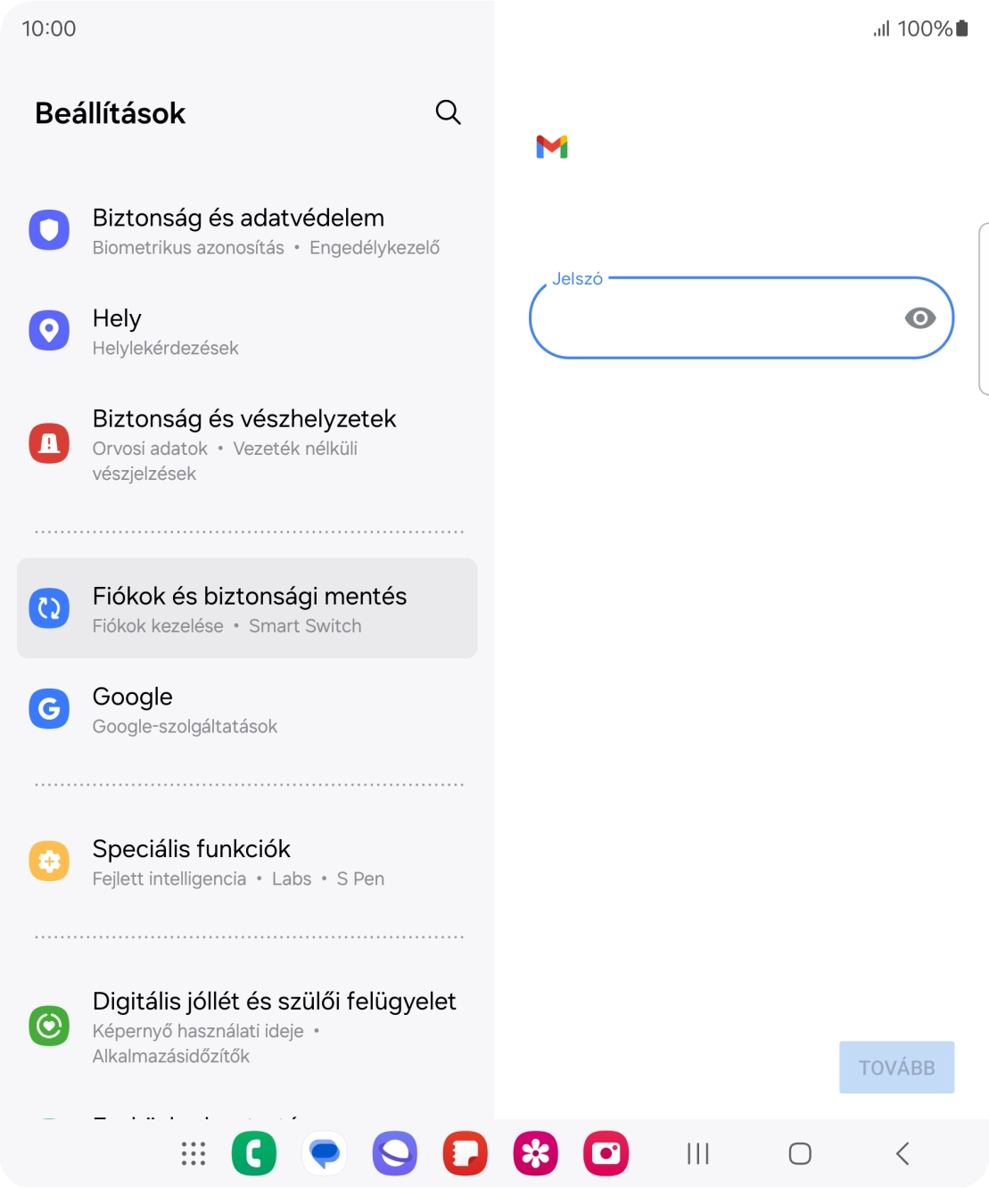 Kattints a „Jelszó” alatti mezőre, és írd be az e-mail-fiókodhoz tartozó jelszót.