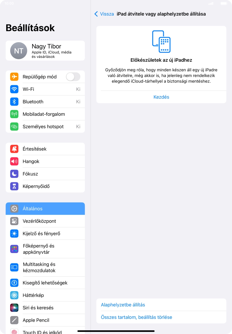 Válaszd az Alaphelyzetbe állítás lehetőséget.