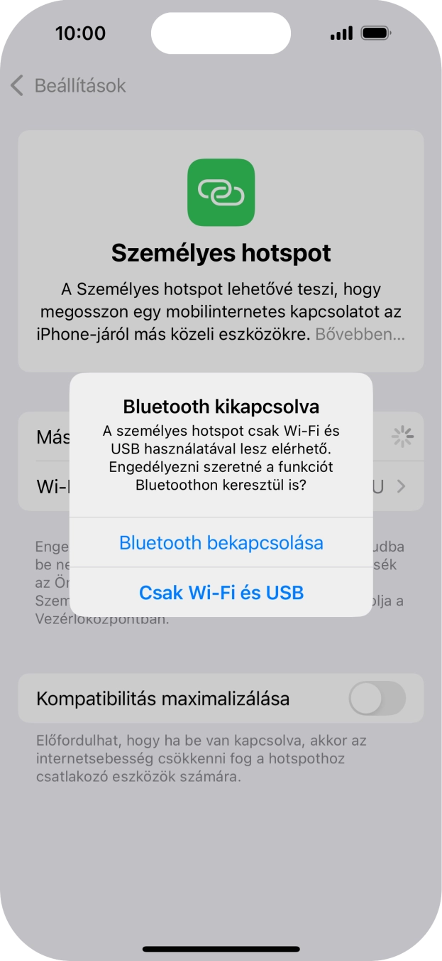 Amennyiben be van kapcsolva a Wi-Fi, válaszd a Csak Wi-Fi és USB lehetőséget.
