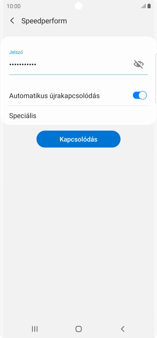 Írd be a Wi-Fi hálózatodhoz tartózó jelszót, és válaszd a Kapcsolódás lehetőséget. Írd be a Wi-Fi hálózatodhoz tartózó jelszót, és válaszd a Kapcsolódás lehetőséget.