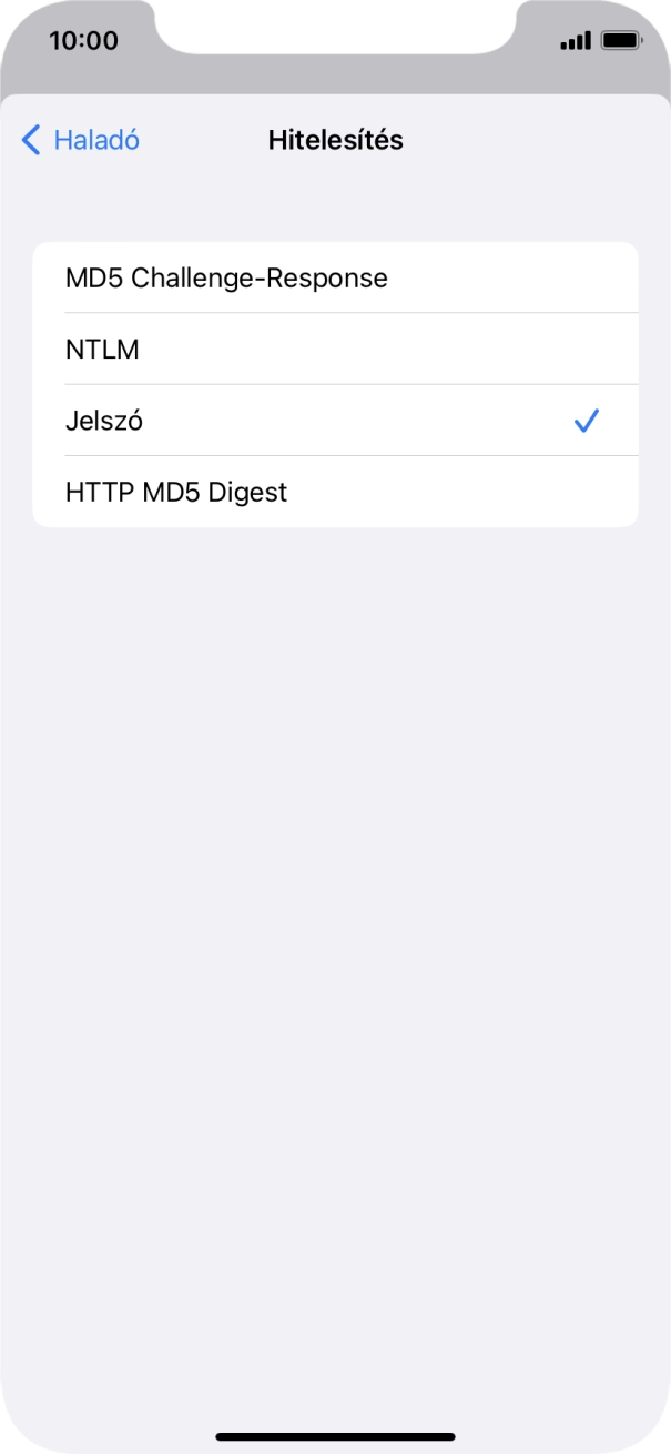 Válaszd a Jelszó lehetőséget.