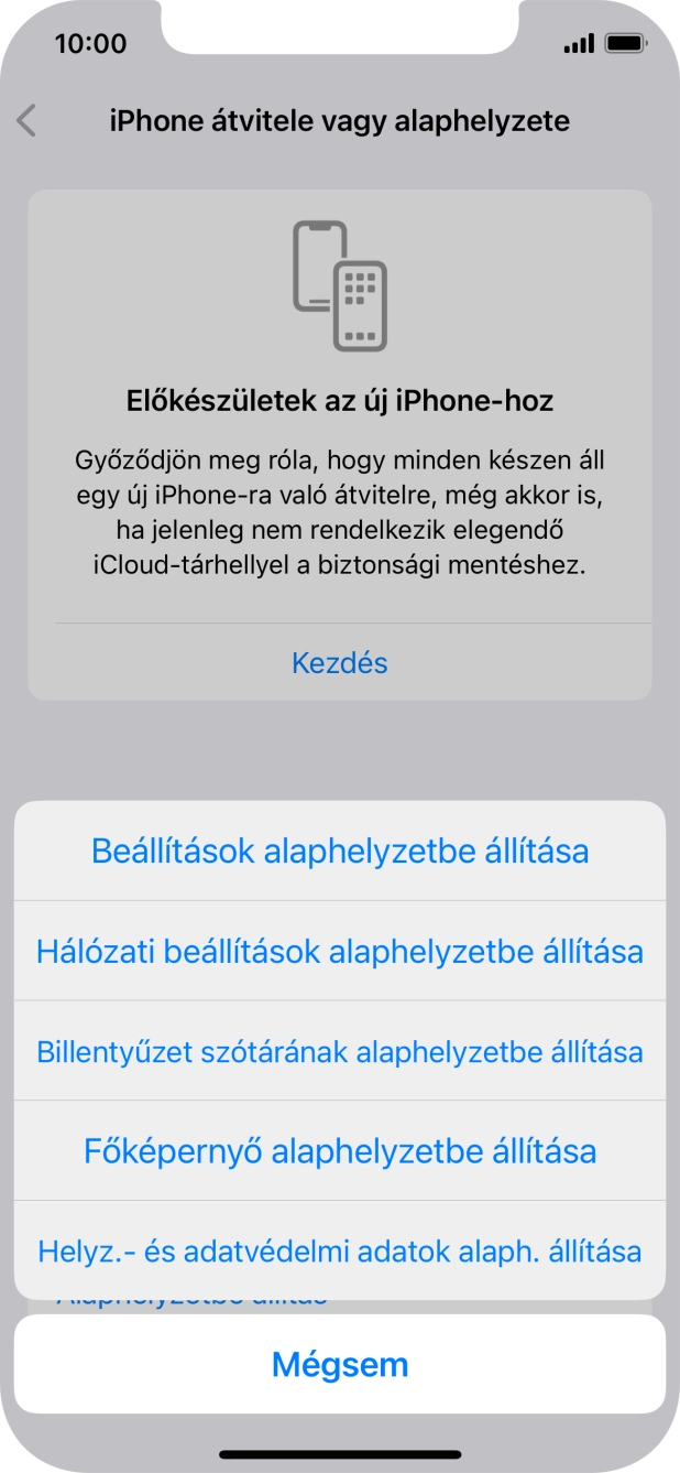 Válaszd a Beállítások alaphelyzetbe állítása lehetőséget. Válaszd a Beállítások alaphelyzetbe állítása lehetőséget.