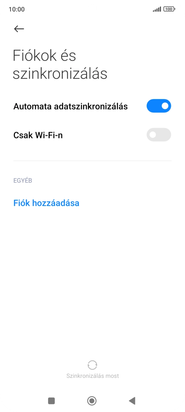 Válaszd a Fiók hozzáadása lehetőséget. Válaszd a Fiók hozzáadása lehetőséget.