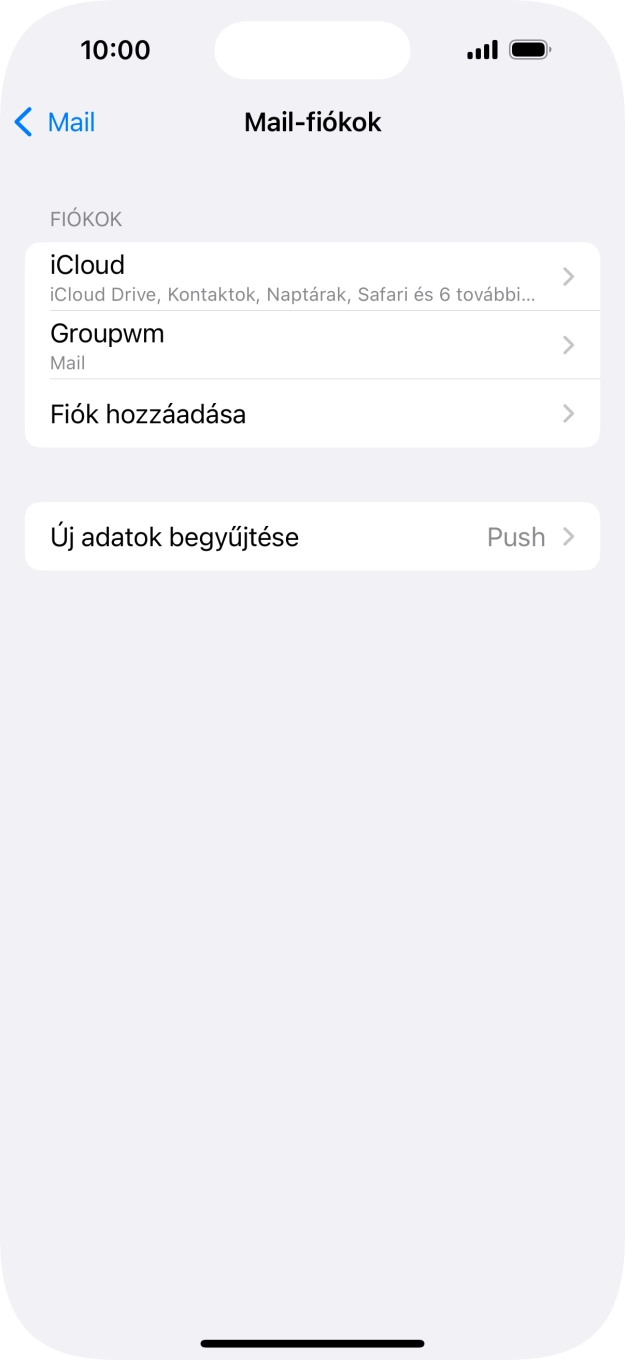 Kattints az imént létrehozott e-mail-fiók nevére.