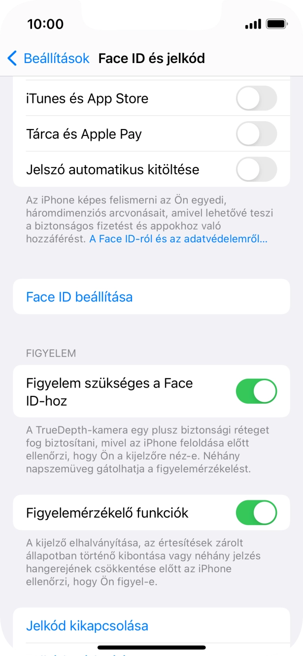 Válaszd a Jelkód kikapcsolása lehetőséget, és írd be a képernyőzárkódot.