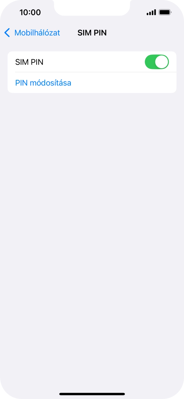 Kattints a „SIM PIN” melletti csúszkára a funkció be- vagy kikapcsolásához. Kattints a „SIM PIN” melletti csúszkára a funkció be- vagy kikapcsolásához.